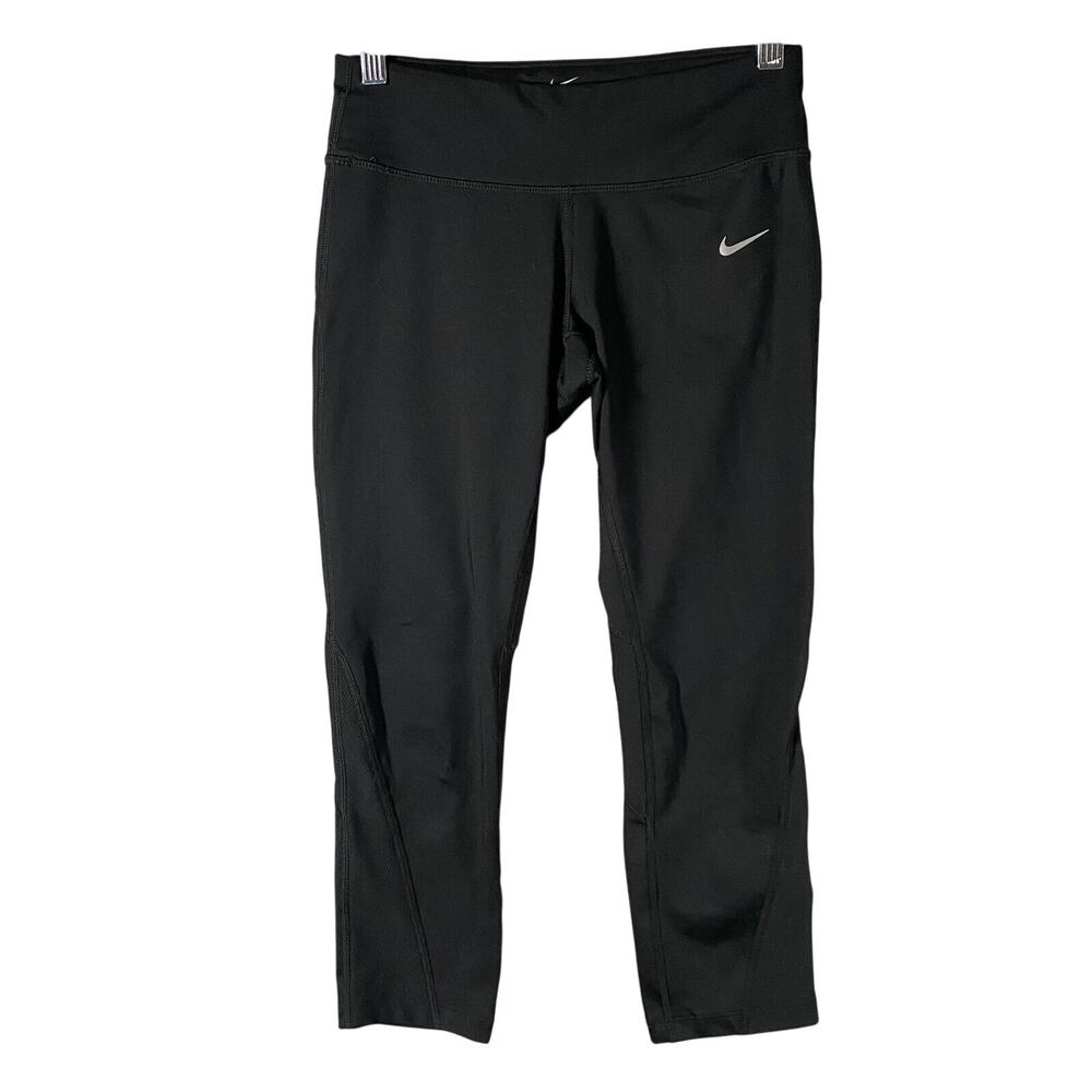 Nike Running Athletic Gym Workout Crop Leggings Pants Black Womans Size Small